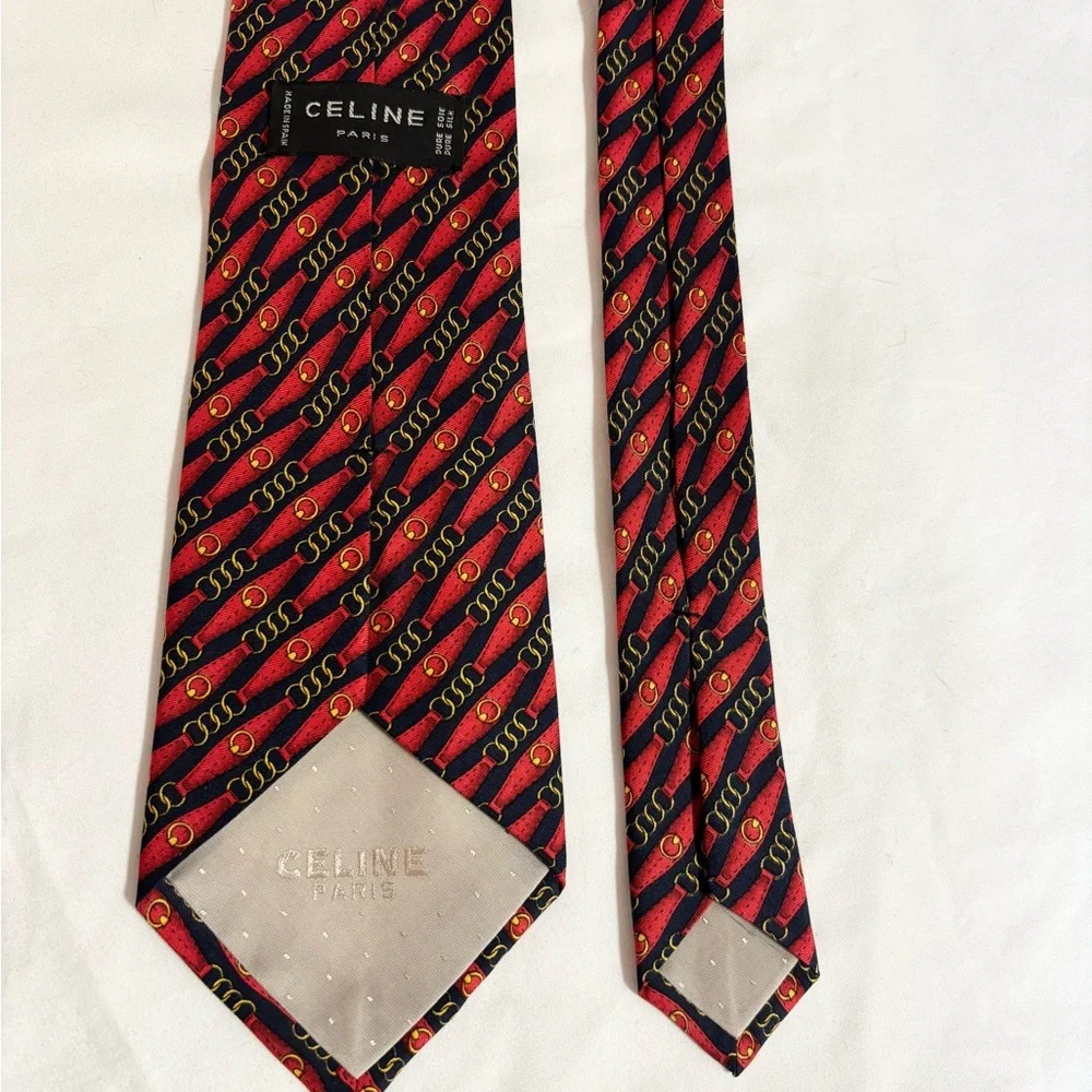 Celine Red and Black Diagonal Pattern Tie